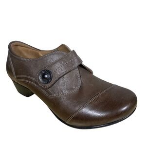 Taos Rhumba Brown Leather Heeled Loafers Mary Jane Pumps Womens 8